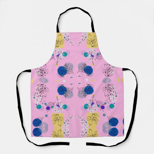 Chic Modern abstracte bloemen op roze Schort (Voorkant)