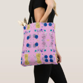 Chic Modern abstracte bloemen op roze Tote Bag (Dichtbij)