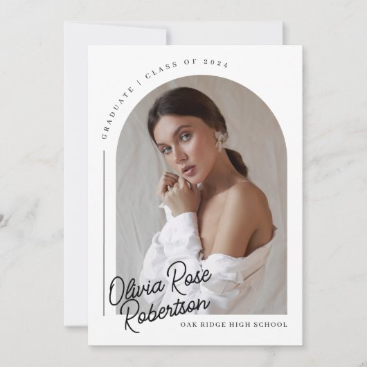 Chic Modern Arch Photo Afstuderen Aankondiging (Voorkant)