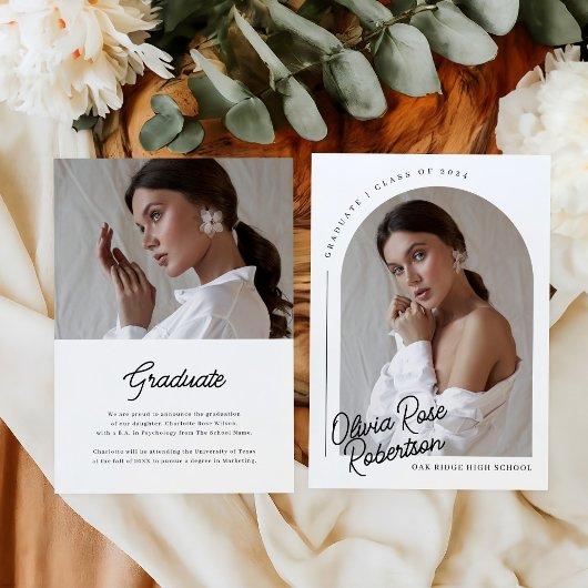 Chic Modern Arch Photo Afstuderen Aankondiging