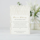CHIC MODERN ART DECO SILVER IVORY WEDDING GEGEVENS INFORMATIEKAARTJE (Staand voorkant)