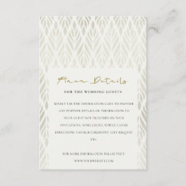 CHIC MODERN ART DECO SILVER IVORY WEDDING GEGEVENS INFORMATIEKAARTJE