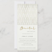 CHIC MODERN ART DECO WHITE SILVER VRIJGEZELLENFEES KAART (Voorkant)