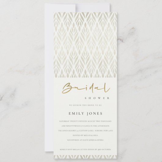 CHIC MODERN ART DECO WHITE SILVER VRIJGEZELLENFEES KAART (Voorkant)