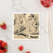 Chic Modern Art Taupe Black Cocktail Paper Napkins Servetten (Insitu)