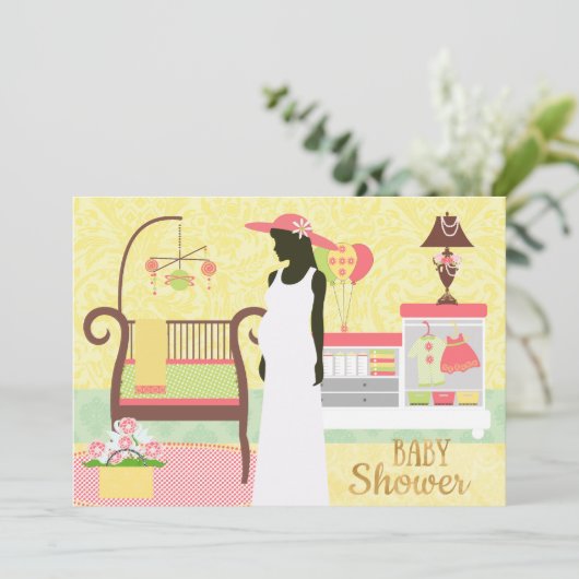 Chic Modern Baby shower Invitation Nursery Kaart (Staand voorkant)