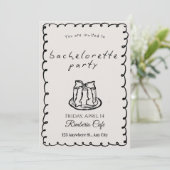 Chic Modern Bachelorette Party Invitation for Brid Kaart (Staand voorkant)