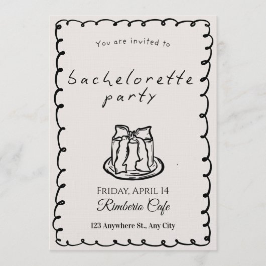 Chic Modern Bachelorette Party Invitation for Brid Kaart (Voorkant)