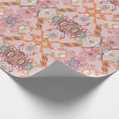 Chic Modern Baroque Patroon in Roze en Oranje Cadeaupapier (Hoek)