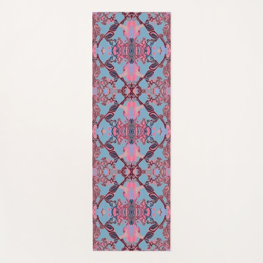 Chic Modern Baroque Pattern in Blue Paars Pink Yogamat (Voorkant)
