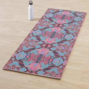 Chic Modern Baroque Pattern in Blue Paars Pink Yogamat