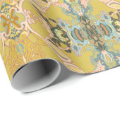 Chic Modern Baroque Pattern in Pink Gold Blue Cadeaupapier (Rol Hoek)