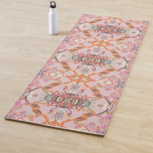Chic Modern Baroque Pattern in Roze Oranje Paars Yogamat