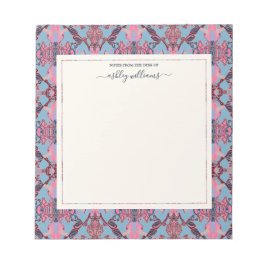 Chic Modern Baroque Pattern Roze Blauw Notitieblok
