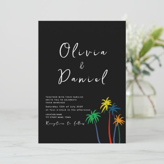 Chic Modern Beach Wedding Invitation Kaart (Staand voorkant)