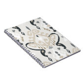 Chic modern beige black white ikat tribal patroon notitieboek (Rechterzijde)