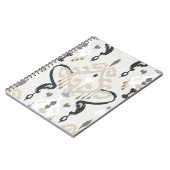 Chic modern beige black white ikat tribal patroon notitieboek (Linkerzijde)