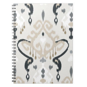 Chic modern beige black white ikat tribal patroon notitieboek