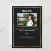 Chic Modern Black and Gold Script Afstuderen Aankondiging (Achterkant)