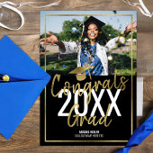 Chic Modern Black and Gold Script Afstuderen Aankondiging