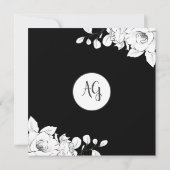 Chic Modern Black and White Floral Afstuderen Kaart (Achterkant)