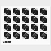 Chic Modern Black and White Floral Afstuderen Vierkante Sticker (Vel)