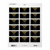Chic Modern Black en Faux Gold Geometric Address Etiket (Full Sheet)