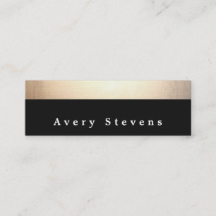 Chic Modern Black en Gold Striped Mini Visitekaartje