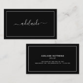Chic Modern Black hair stylist script handtekening Visitekaartje (Voorkant / Achterkant)