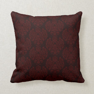 Chic Modern Black & Maroon Damask Sierkussen