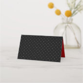 Chic Modern Black Polka Dot met Rood Lint Plaatskaartje (Achterkant)