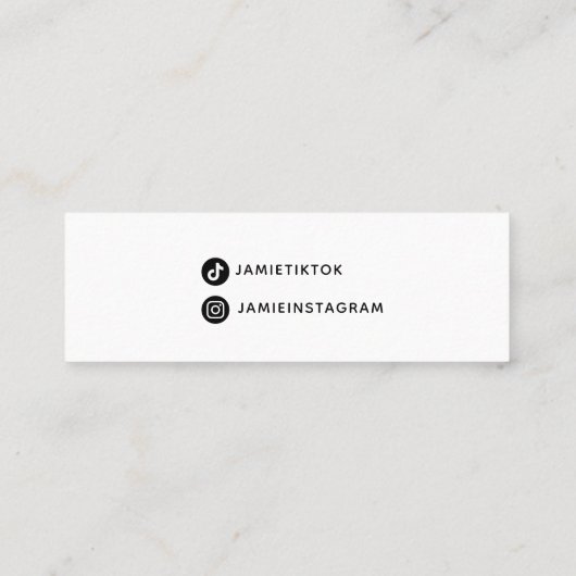 Chic Modern Black Script Social Media Influencer Mini Visitekaartje (Achterkant)