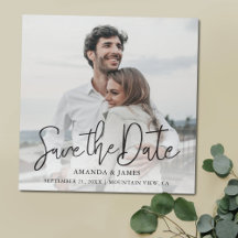 Chic Modern Black Typography Wedding Save the Date