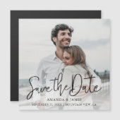 Chic Modern Black Typography Wedding Save the Date Magnetische Uitnodiging (Voorkant / Achterkant)