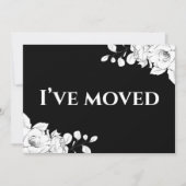 Chic Modern Black White Floral ik heb me verplaats Aankondiging (Voorkant)