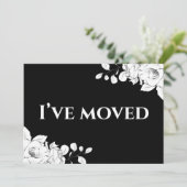 Chic Modern Black White Floral ik heb me verplaats Aankondiging (Staand voorkant)