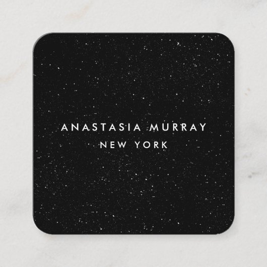 Chic Modern Black White Minimalist Glitter Galaxy Vierkante Visitekaartje (Voorkant)