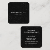 Chic Modern Black White Minimalist Glitter Galaxy Vierkante Visitekaartje (Voorkant / Achterkant)