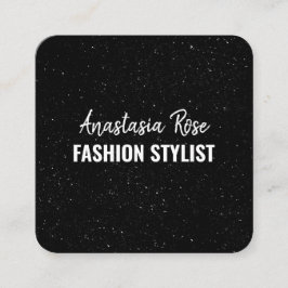 Chic Modern Black White Minimalist Glitter Galaxy Vierkante Visitekaartje