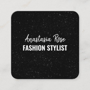 Chic Modern Black White Minimalist Glitter Galaxy Vierkante Visitekaartje