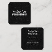 Chic Modern Black White Minimalist Glitter Galaxy Vierkante Visitekaartje (Voorkant / Achterkant)