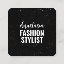 Chic Modern Black White Minimalist Glitter Galaxy Vierkante Visitekaartje