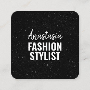 Chic Modern Black White Minimalist Glitter Galaxy Vierkante Visitekaartje