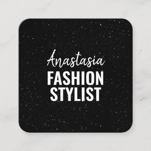 Chic Modern Black White Minimalist Glitter Galaxy Vierkante Visitekaartje (Voorkant)