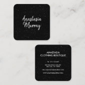 Chic Modern Black White Minimalist Glitter Galaxy Vierkante Visitekaartje (Voorkant / Achterkant)