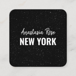 Chic Modern Black White Minimalist Glitter Galaxy Vierkante Visitekaartje