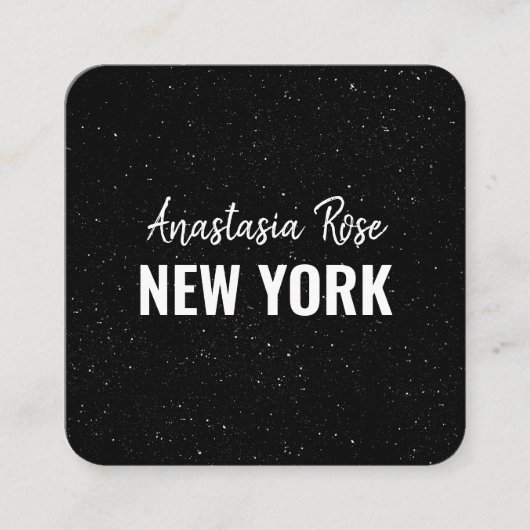 Chic Modern Black White Minimalist Glitter Galaxy Vierkante Visitekaartje (Voorkant)