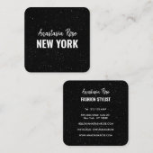 Chic Modern Black White Minimalist Glitter Galaxy Vierkante Visitekaartje (Voorkant / Achterkant)