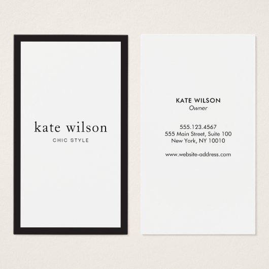 Chic Modern Black White Professional Visitekaartje (Voorkant /achterkant)