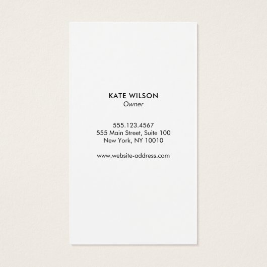 Chic Modern Black White Professional Visitekaartje (Achterkant)